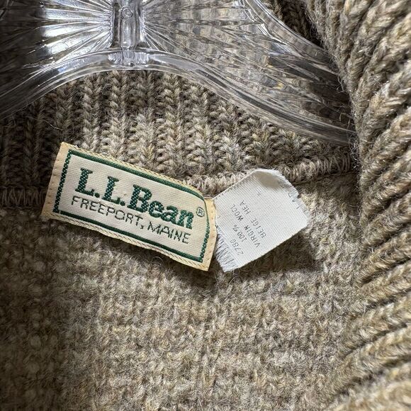 VTG LL Bean Full Zip 100% Virgin Wool Sweater Jacket Mens Large Speckled 1970s - Picture 3 of 7
